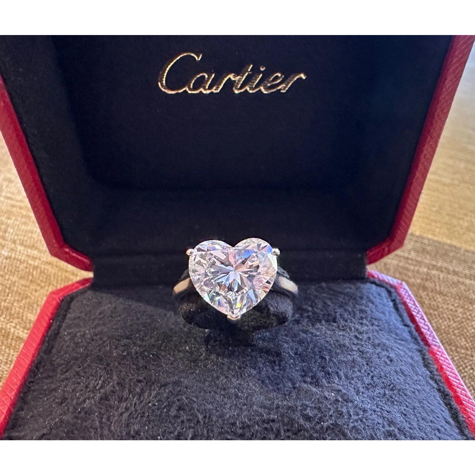 GIA Cartier 4.19ct D-VS2 Heart Brilliant Diamond Solitaire Platinum Ring
