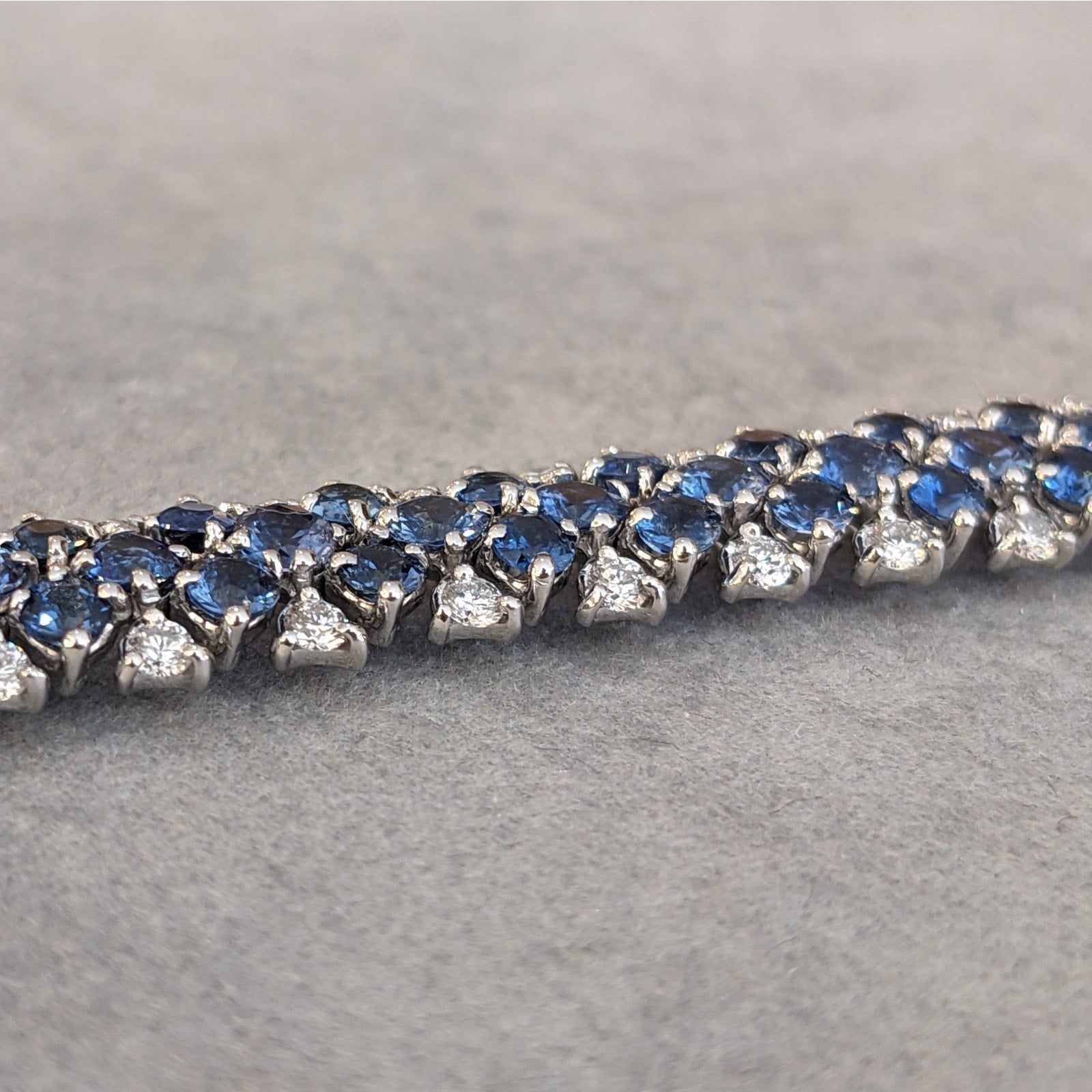 Italian Sapphire & Diamond Wide Bracelet in 18k White Gold