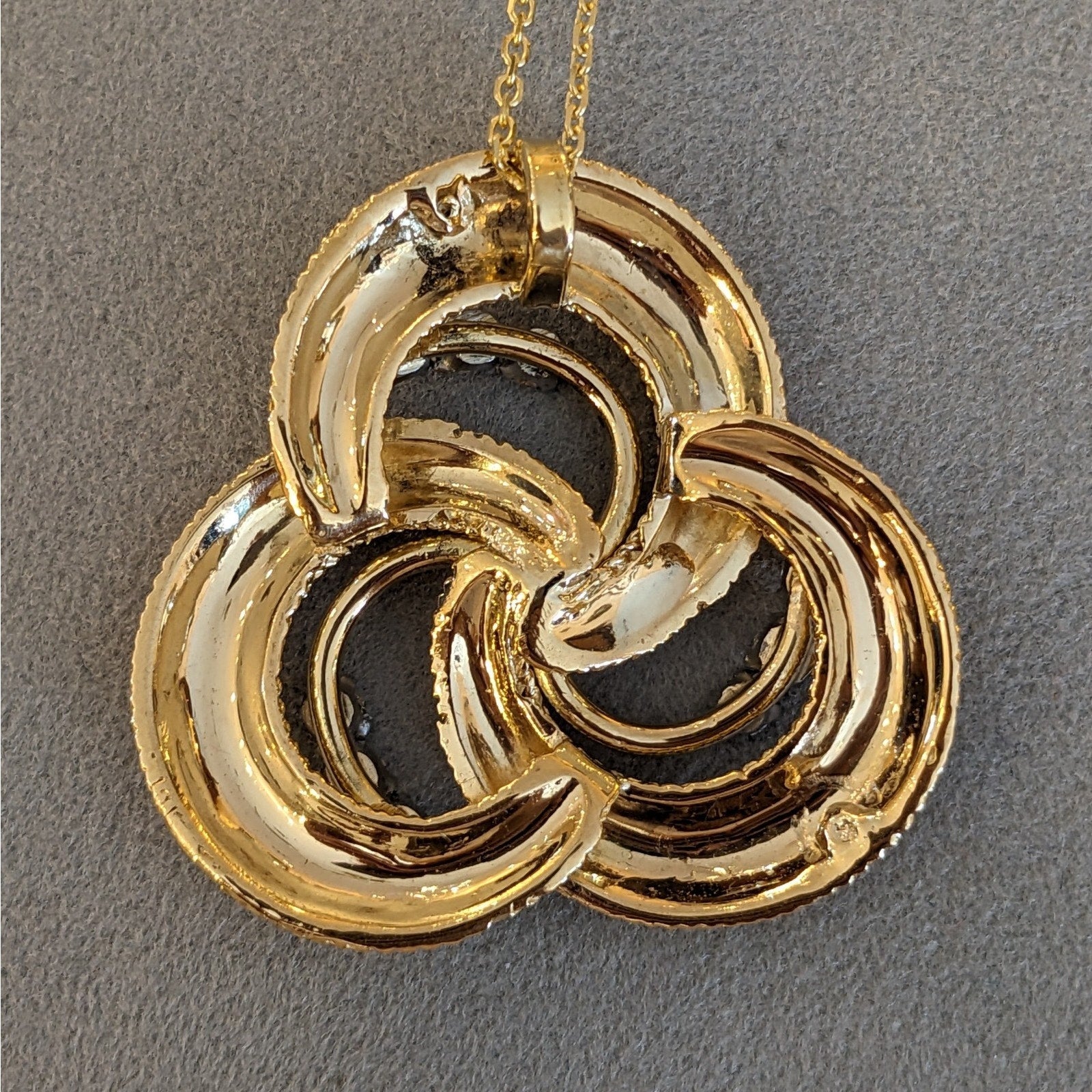 Diamond and Gold Triskele Pendant Necklace in 18k /14k Yellow Gold