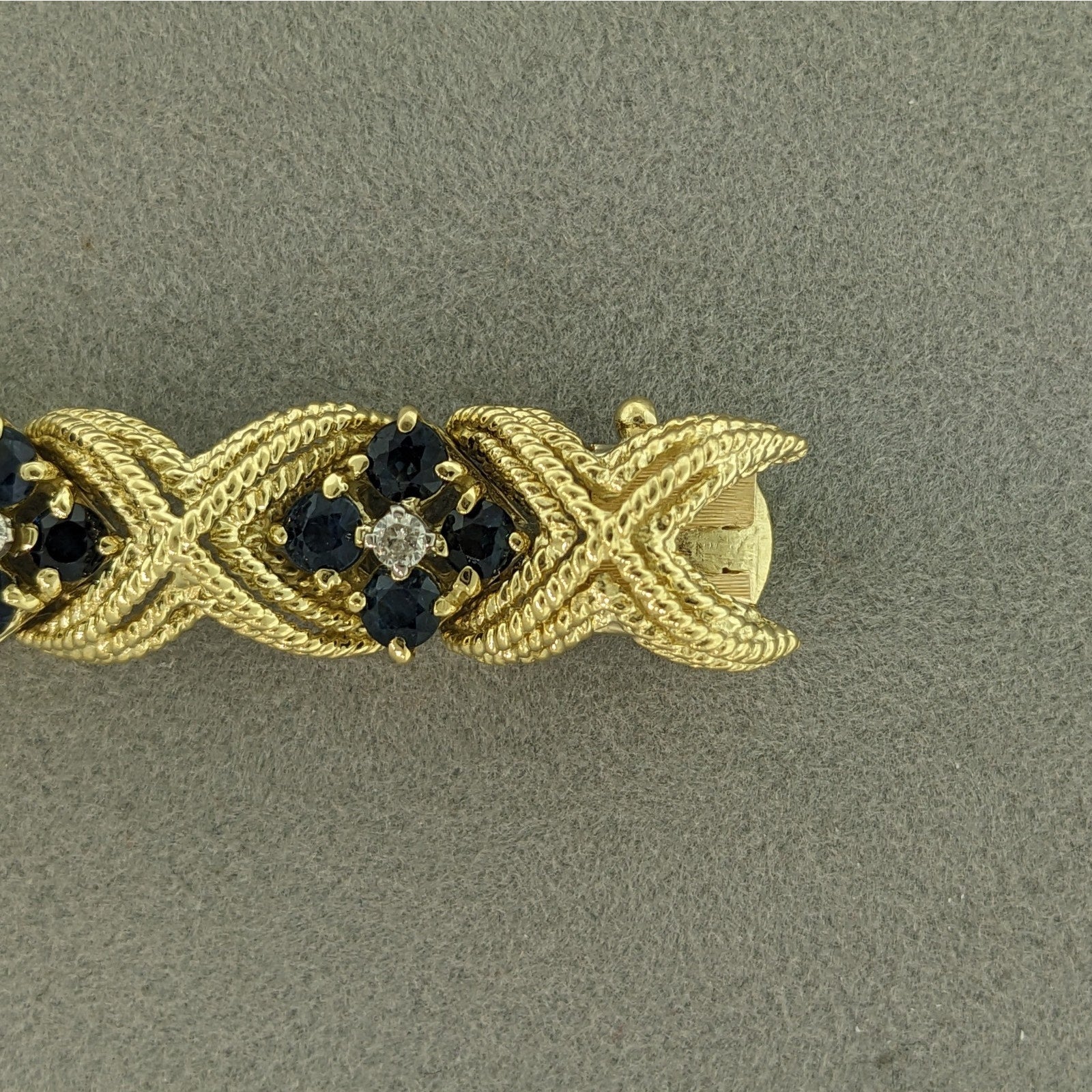 La Triomphe Sapphire and Diamond "X" Bracelet in 18k Yellow Gold