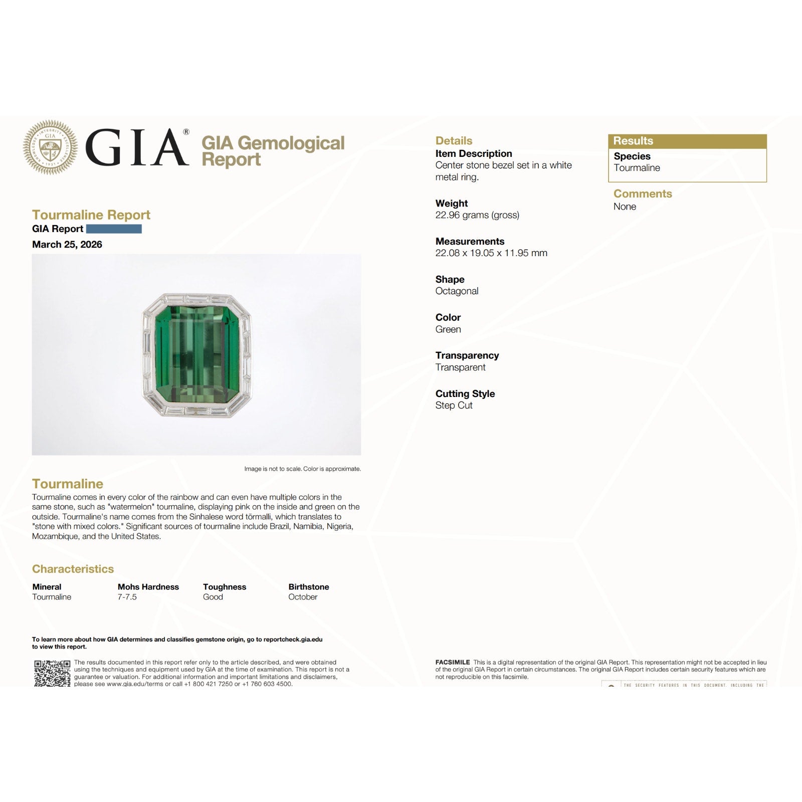 GIA 43 ct Green Tourmaline & Diamond Halo Cocktail Ring 18k White Gold