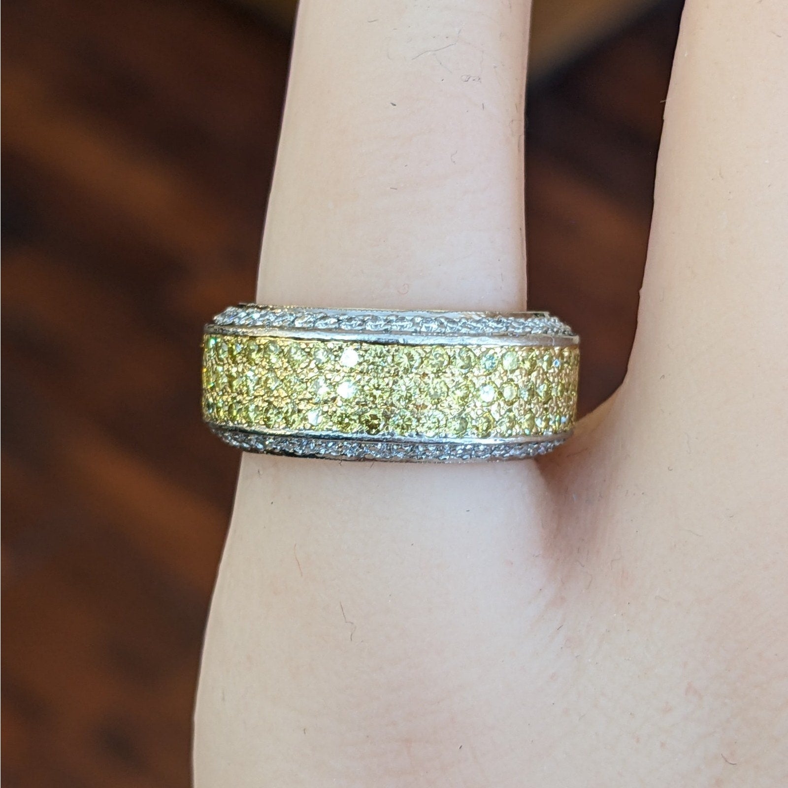Beaudry Yellow and White Diamond Ring in Platinum & 18k Yellow Gold