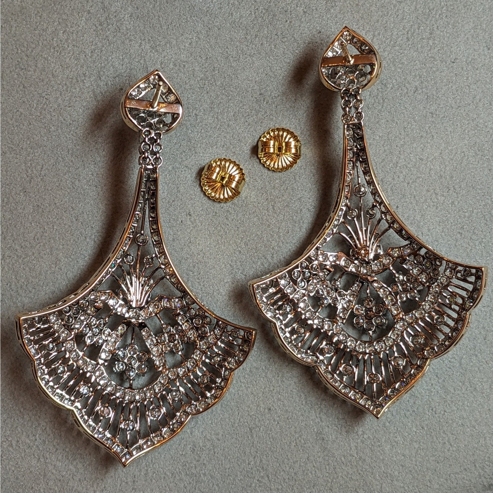 Diamond Fan Chandelier Earrings 10.00 cttw in 14k Gold