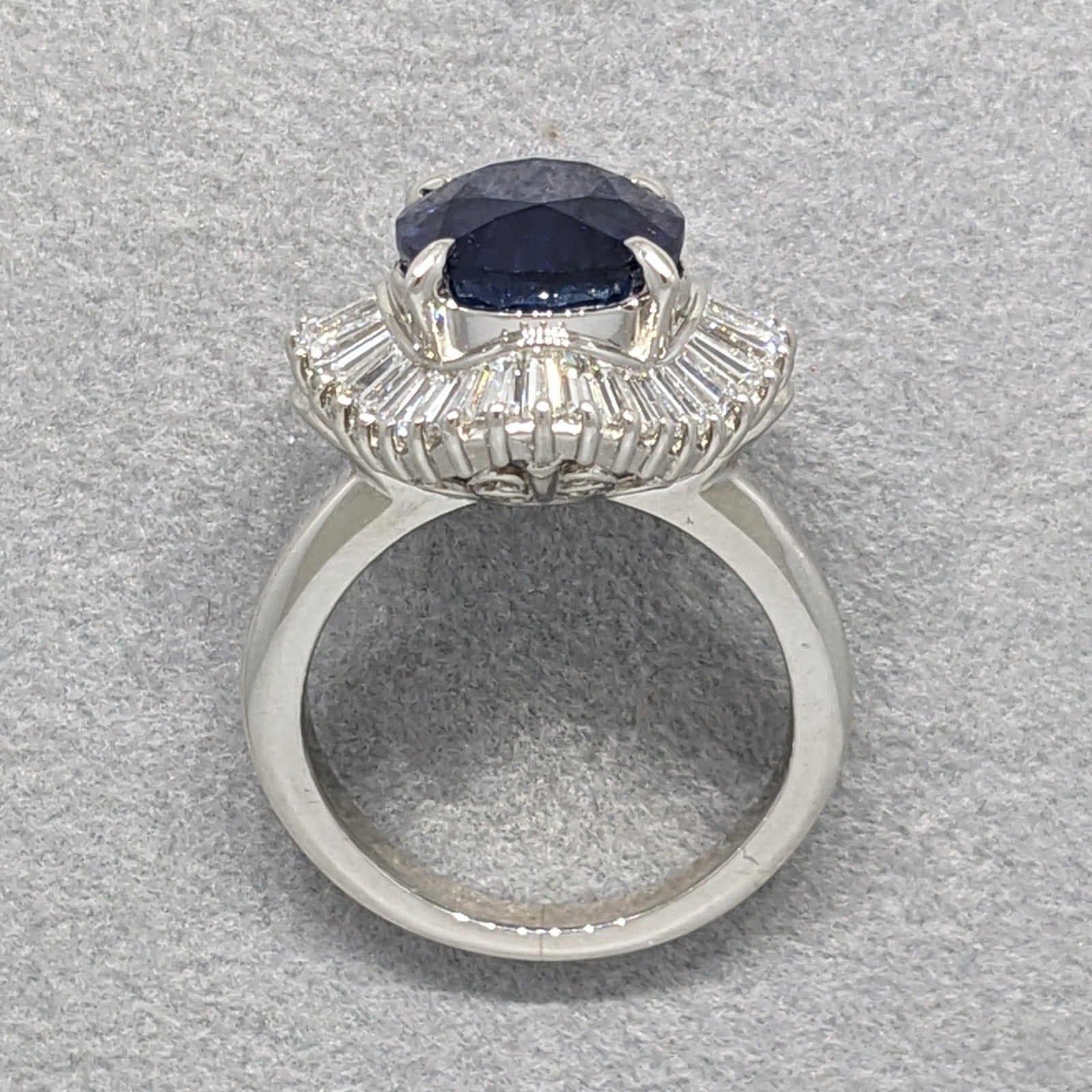 Natural Oval 6.26 ct Sapphire and Diamond Ballerina Ring in Platinum