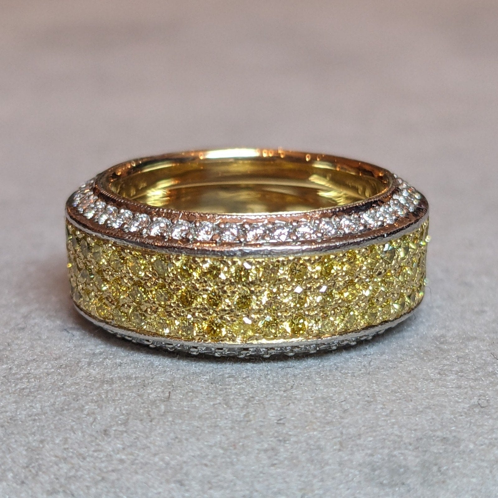 Beaudry Yellow and White Diamond Ring in Platinum & 18k Yellow Gold