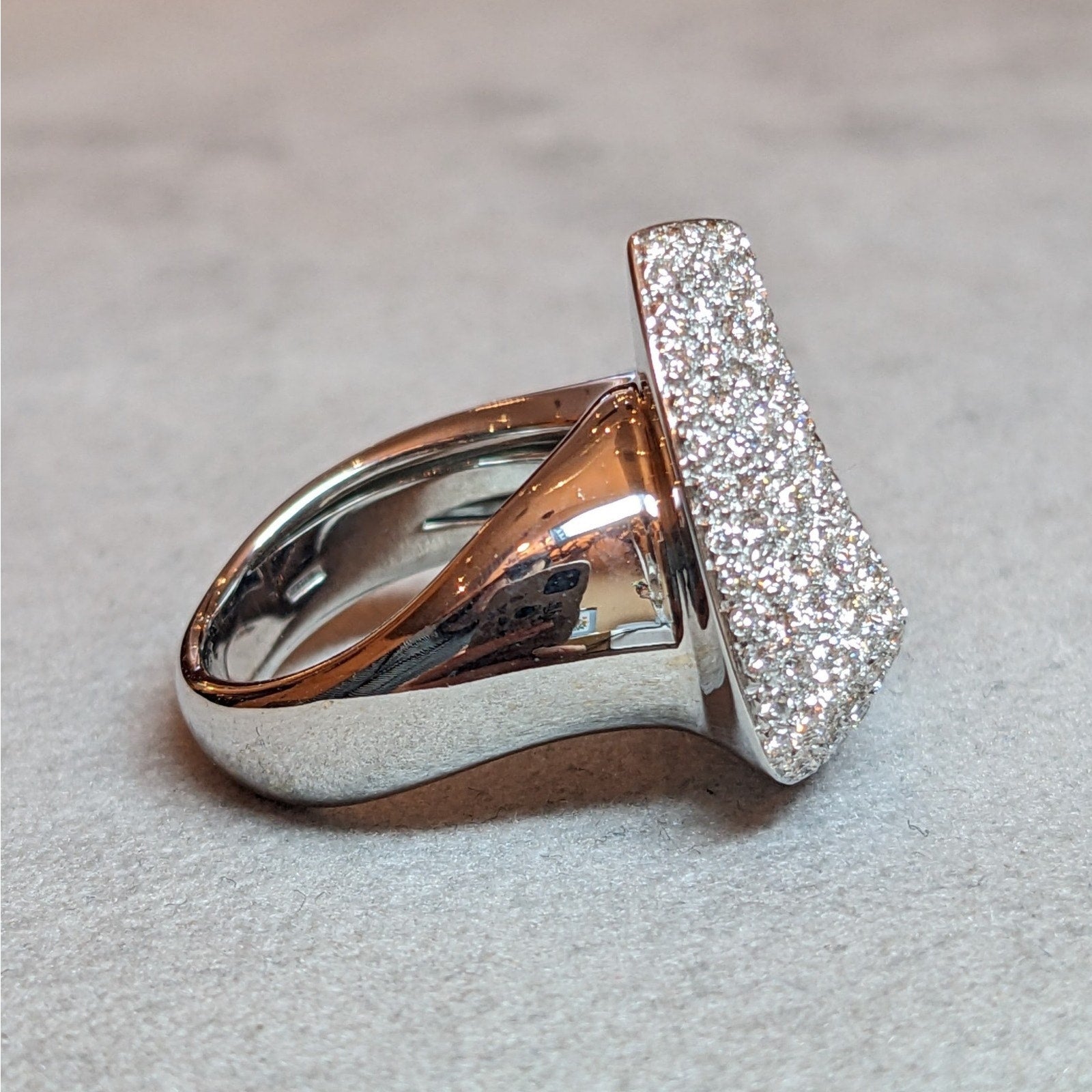 Pave Diamond Cocktail Ring in 18k White Gold
