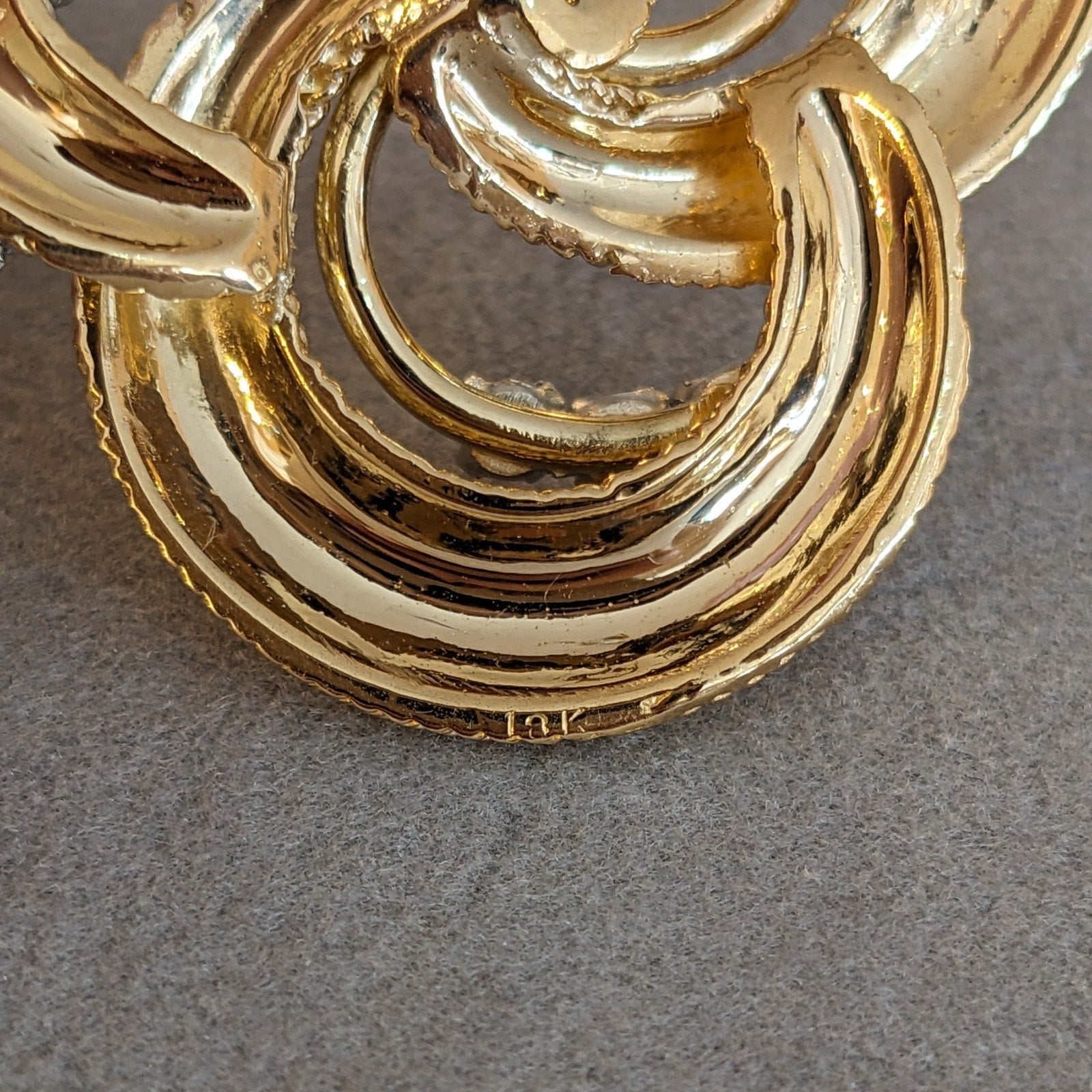 Diamond and Gold Triskele Pendant Necklace in 18k /14k Yellow Gold