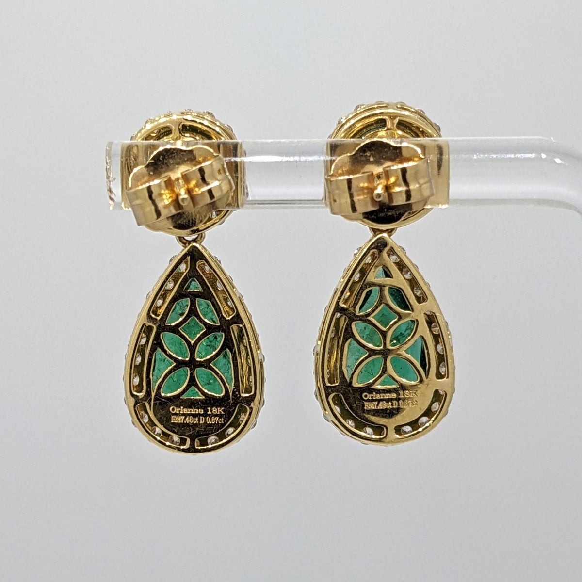 GIA Emerald and Diamond Drop Earrings in 18k White & Yellow Gold